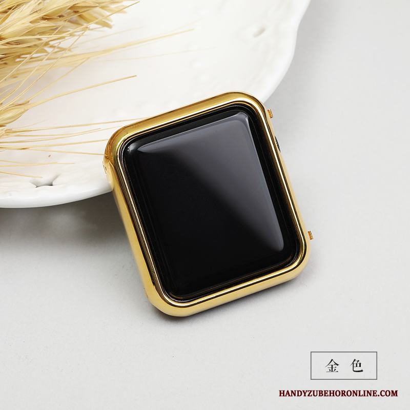 Apple Watch Series 1 Mönster Skärmskydd Film Frame Plating Guld Metall Skal