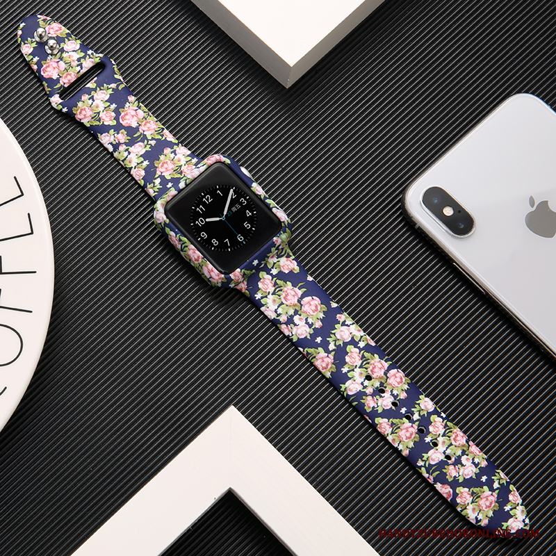 Apple Watch Series 1 Silikon Kreativa Skal Trend Rosa Tryck Skydd