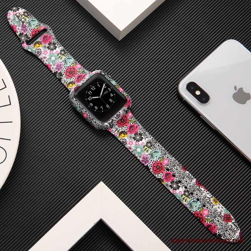 Apple Watch Series 3 Skydd Silikon Tryck Skal Svart Vit Trend Varumärke