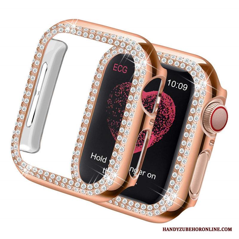 Apple Watch Series 4 Frame Lätt Och Tunt Skydd Med Strass Plating Trend Skal