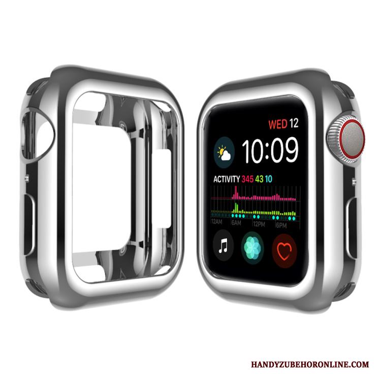 Apple Watch Series 4 Hemming Plating Skal Silikon Rosa Pu Fodral