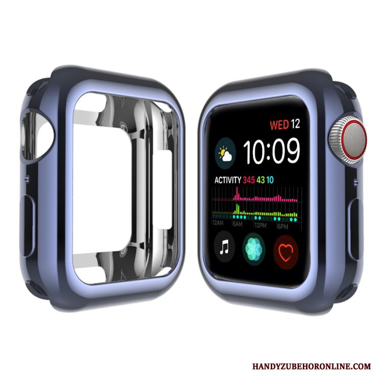 Apple Watch Series 4 Hemming Plating Skal Silikon Rosa Pu Fodral