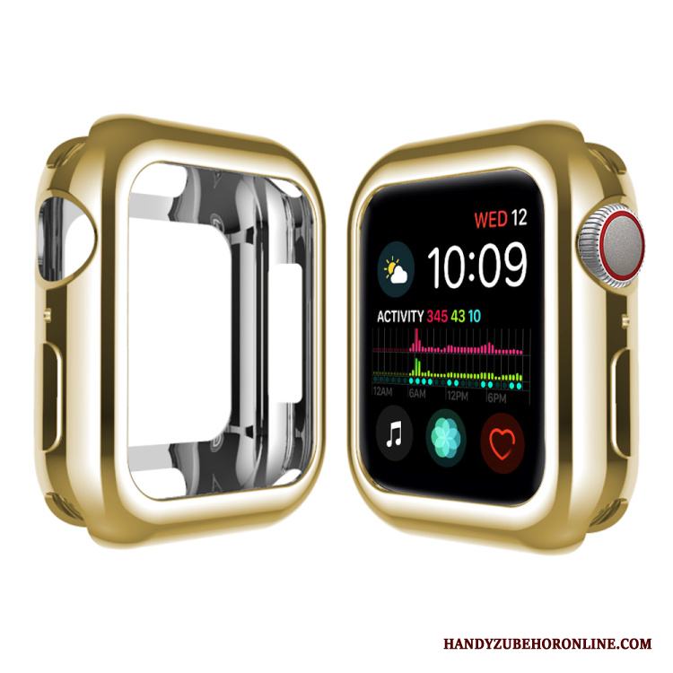 Apple Watch Series 4 Hemming Plating Skal Silikon Rosa Pu Fodral