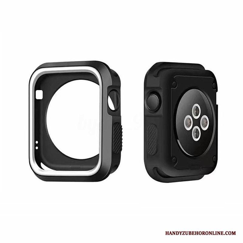 Apple Watch Series 5 Skydd Mjuk Silikon Vit Frame Fallskydd Skal