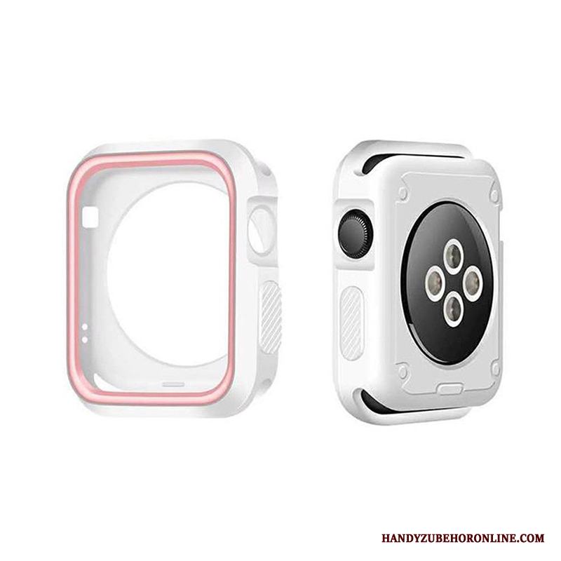 Apple Watch Series 5 Skydd Mjuk Silikon Vit Frame Fallskydd Skal