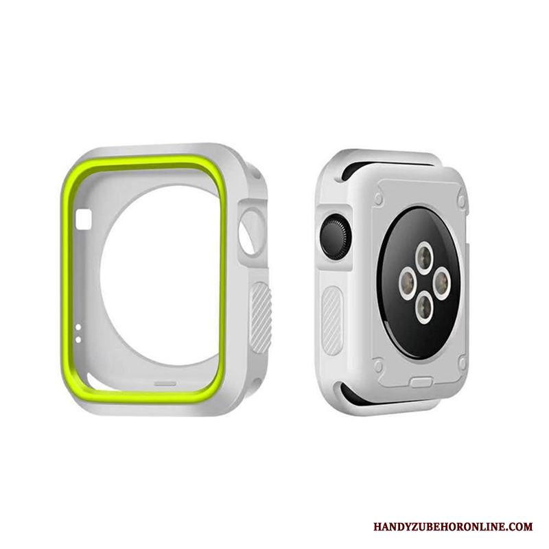 Apple Watch Series 5 Skydd Mjuk Silikon Vit Frame Fallskydd Skal