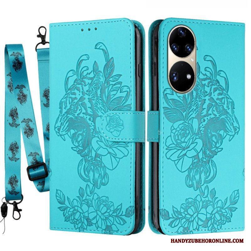 Fodral Huawei P50 Pro Med Kedjar Barock Strappy Tiger