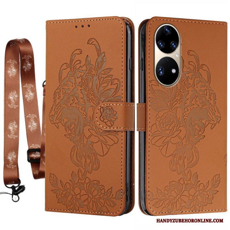 Fodral Huawei P50 Pro Med Kedjar Barock Strappy Tiger