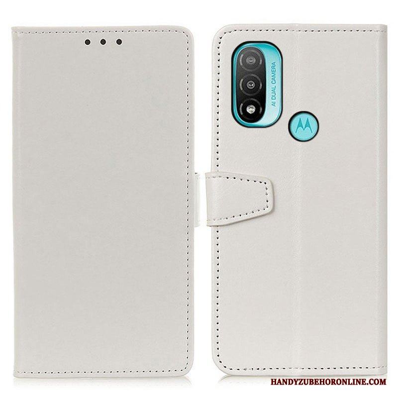 Fodral Moto E40 / E30 / E20 Enkel Glänsande Lädereffekt