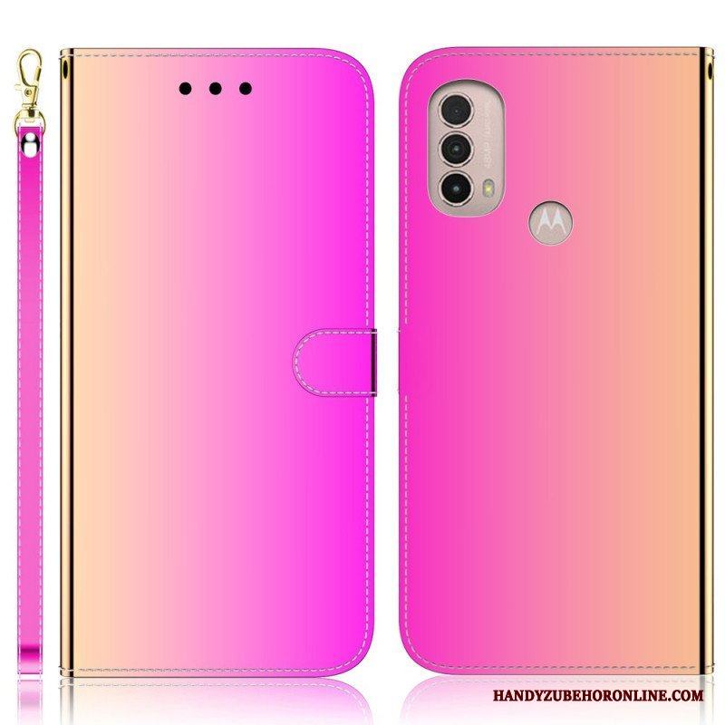 Fodral Moto E40 / E30 / E20 Spegelskydd I Konstläder