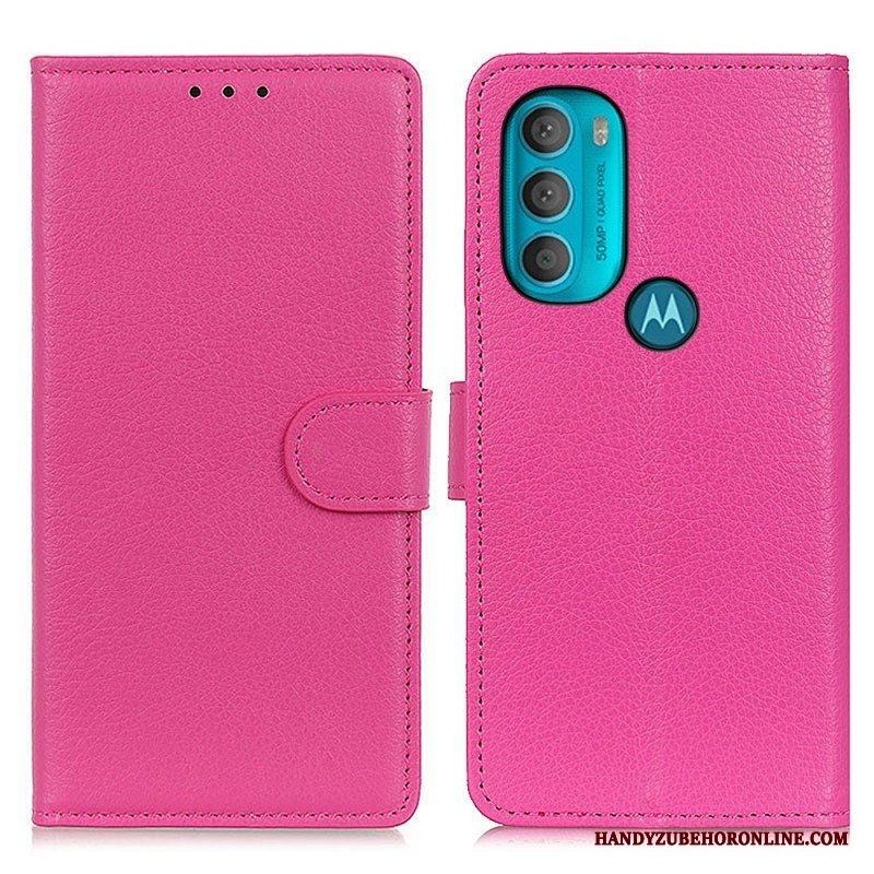 Fodral Moto G71 5G Traditionellt Litchi