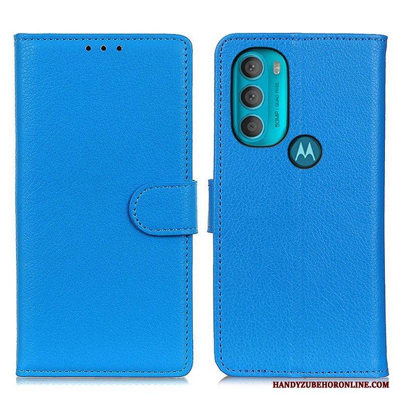 Fodral Moto G71 5G Traditionellt Litchi