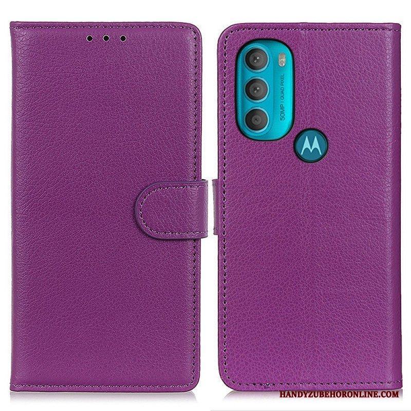 Fodral Moto G71 5G Traditionellt Litchi