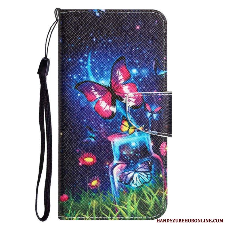 Fodral Samsung Galaxy A53 5G Med Kedjar Fairy Butterflies With Lanyard