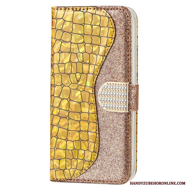 Fodral Samsung Galaxy S22 5G Krokodil Diamanter