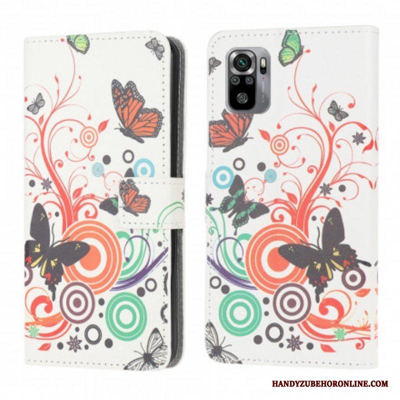 Fodral Xiaomi Redmi Note 10 / 10S Fjärilar Och Blommor