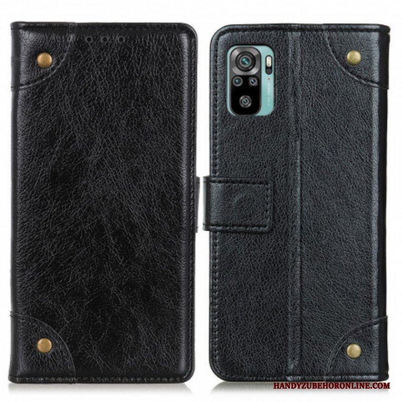 Fodral Xiaomi Redmi Note 10 / 10S Stil Nappa Läder Vintage Nitar