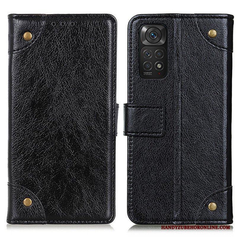 Fodral Xiaomi Redmi Note 11 / 11S Stil Nappa Läder Vintage Nitar