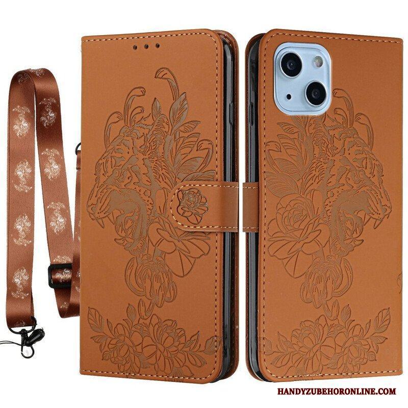 Fodral iPhone 13 Mini Med Kedjar Barock Strappy Tiger