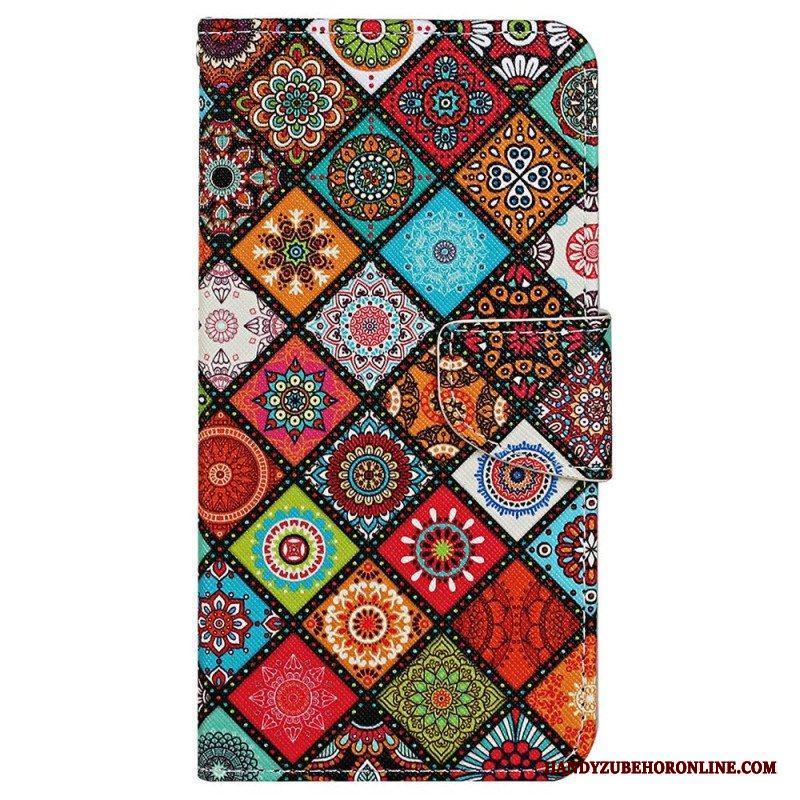 Fodral iPhone 15 Med Kedjar Ganska Patchwork Med Rem