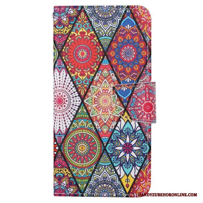 Fodral iPhone 15 Med Kedjar Ganska Patchwork Med Rem