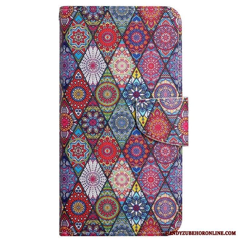 Fodral iPhone 15 Med Kedjar Ganska Patchwork Med Rem