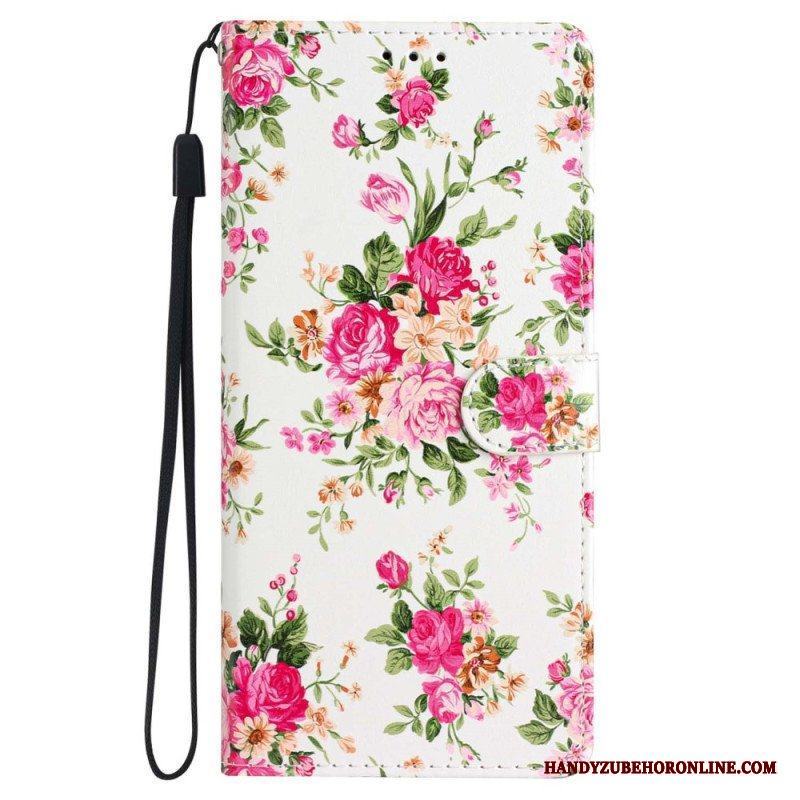Fodral iPhone 15 Med Kedjar Liberty Blommor Med Rem