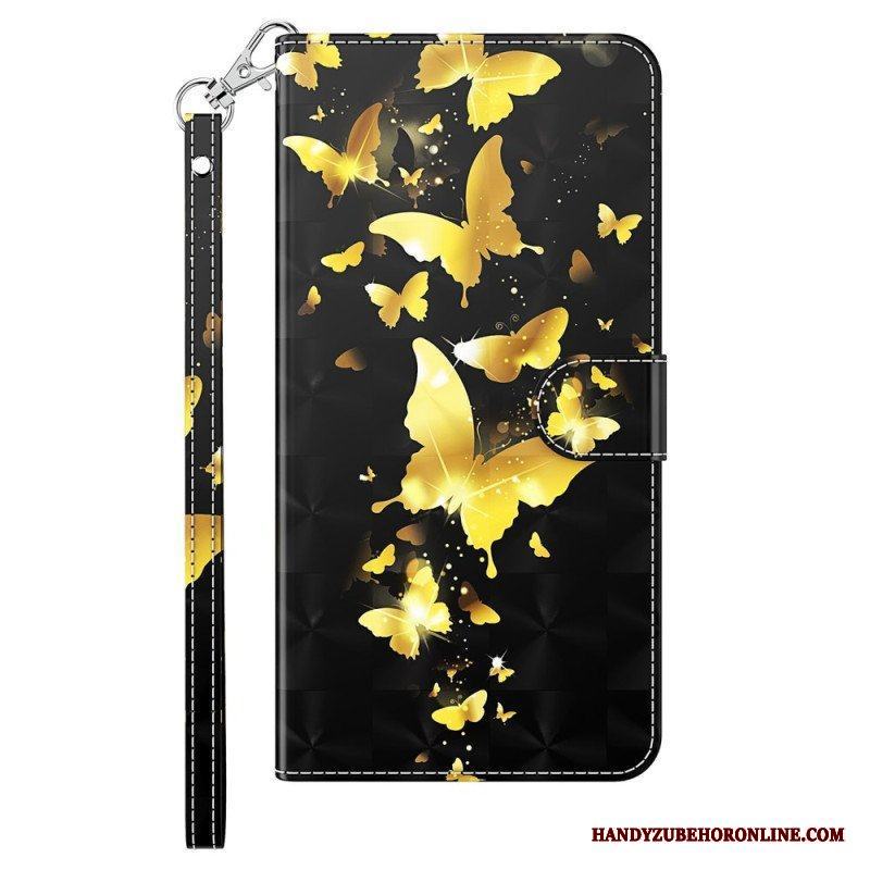 Fodral iPhone 15 Pro Med Kedjar 3d-fjärilar Med Snodd