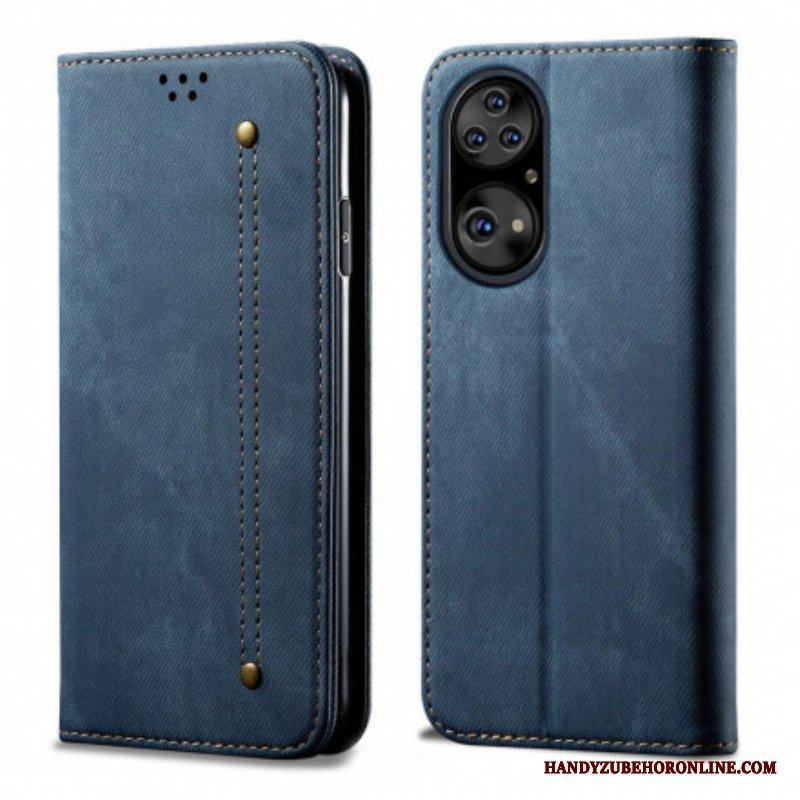 Folio-fodral Huawei P50 Pro Läderfodral Textur För Jeans I Konstläder