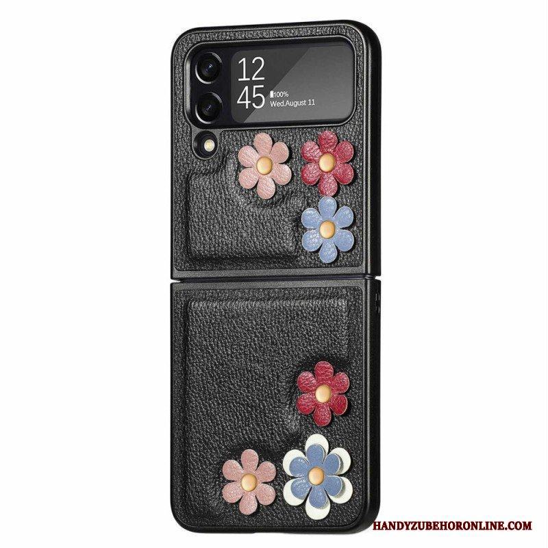 Folio-fodral Mobilskal Samsung Galaxy Z Flip 4 Läderfodral Faux Läder Blommor