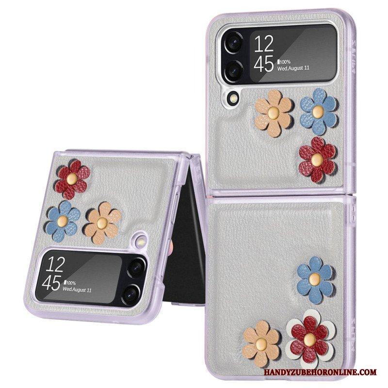 Folio-fodral Mobilskal Samsung Galaxy Z Flip 4 Läderfodral Faux Läder Blommor