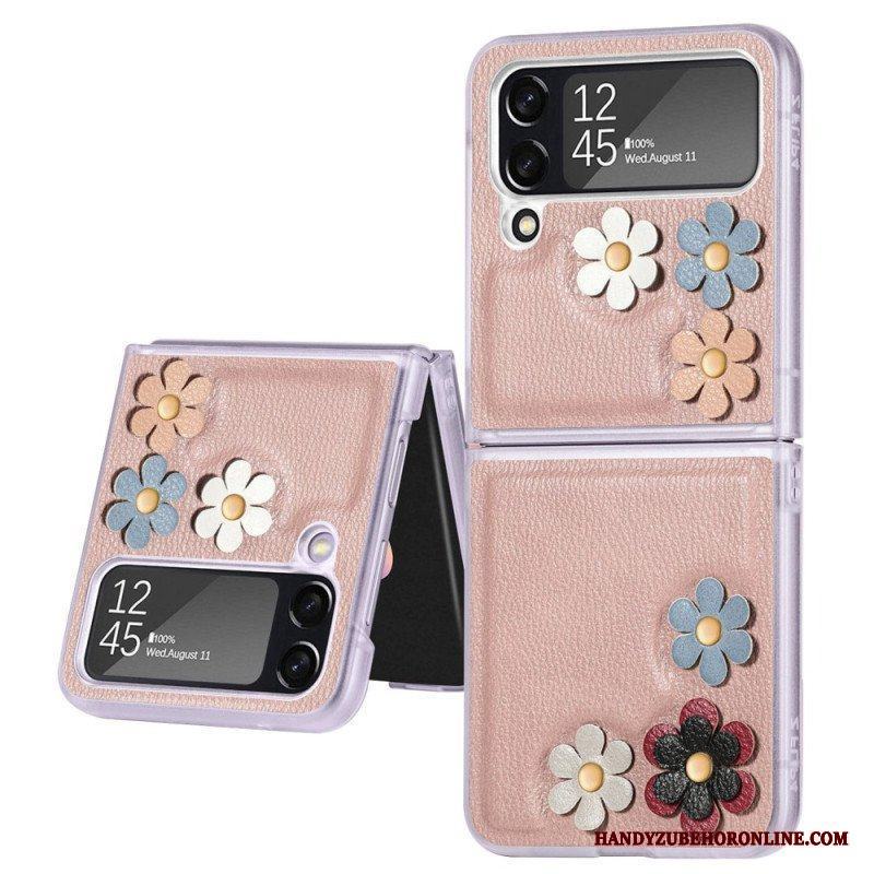 Folio-fodral Mobilskal Samsung Galaxy Z Flip 4 Läderfodral Faux Läder Blommor