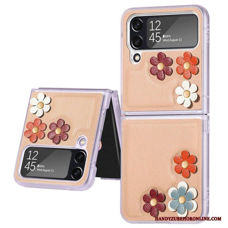 Folio-fodral Mobilskal Samsung Galaxy Z Flip 4 Läderfodral Faux Läder Blommor