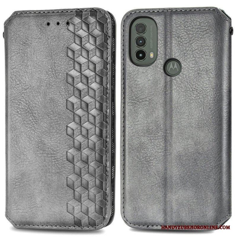 Folio-fodral Moto E40 / E30 / E20 Läderfodral Diamantstruktur Med Lädereffekt