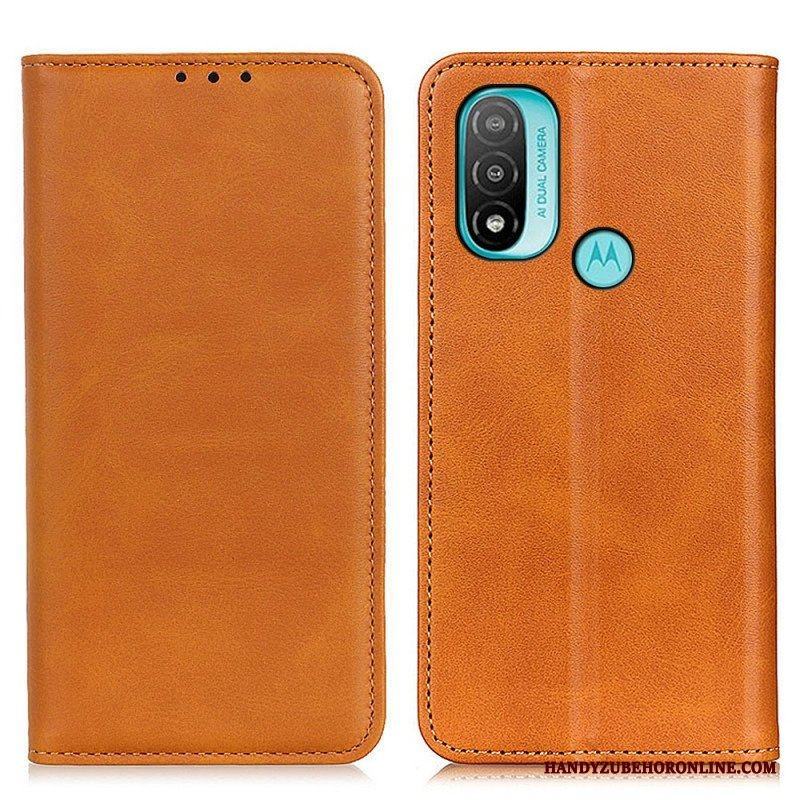 Folio-fodral Moto E40 / E30 / E20 Läderfodral Elegance Split Läder