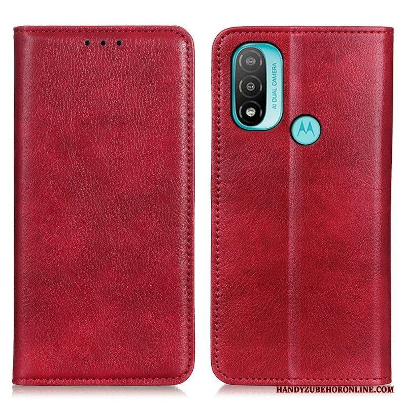 Folio-fodral Moto E40 / E30 / E20 Läderfodral Texturerat Delat Läder