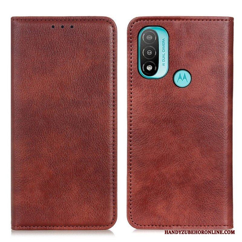 Folio-fodral Moto E40 / E30 / E20 Läderfodral Texturerat Delat Läder