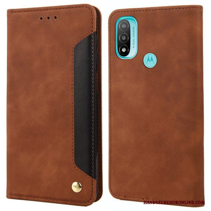 Folio-fodral Moto E40 / E30 / E20 Läderfodral Tvåfärgad Affärslädereffekt
