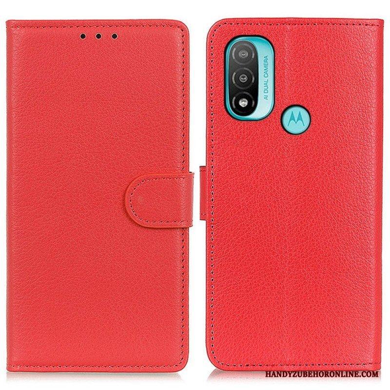 Folio-fodral Moto E40 / E30 / E20 Traditionellt Litchi