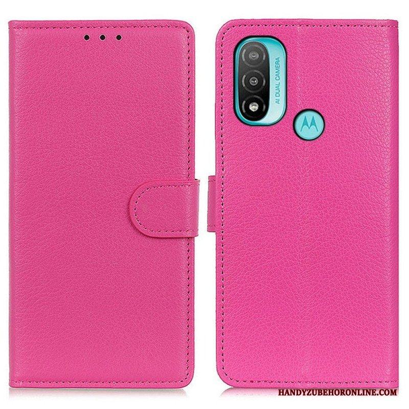 Folio-fodral Moto E40 / E30 / E20 Traditionellt Litchi