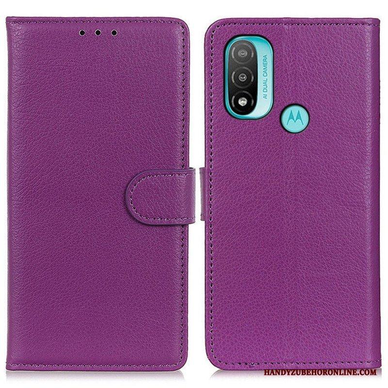 Folio-fodral Moto E40 / E30 / E20 Traditionellt Litchi