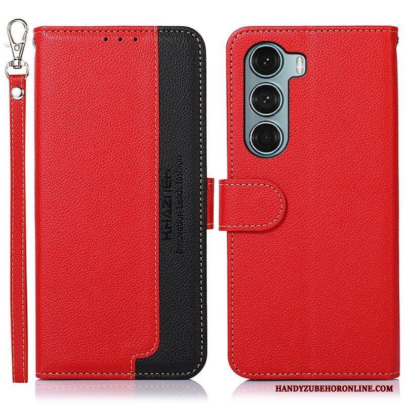 Folio-fodral Moto G200 5G Lychee Style Rfid Khazneh