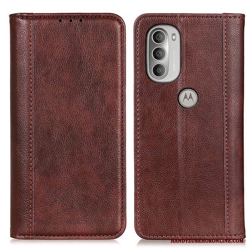 Folio-fodral Moto G51 5G Läderfodral Elegance Split Litchi Läder