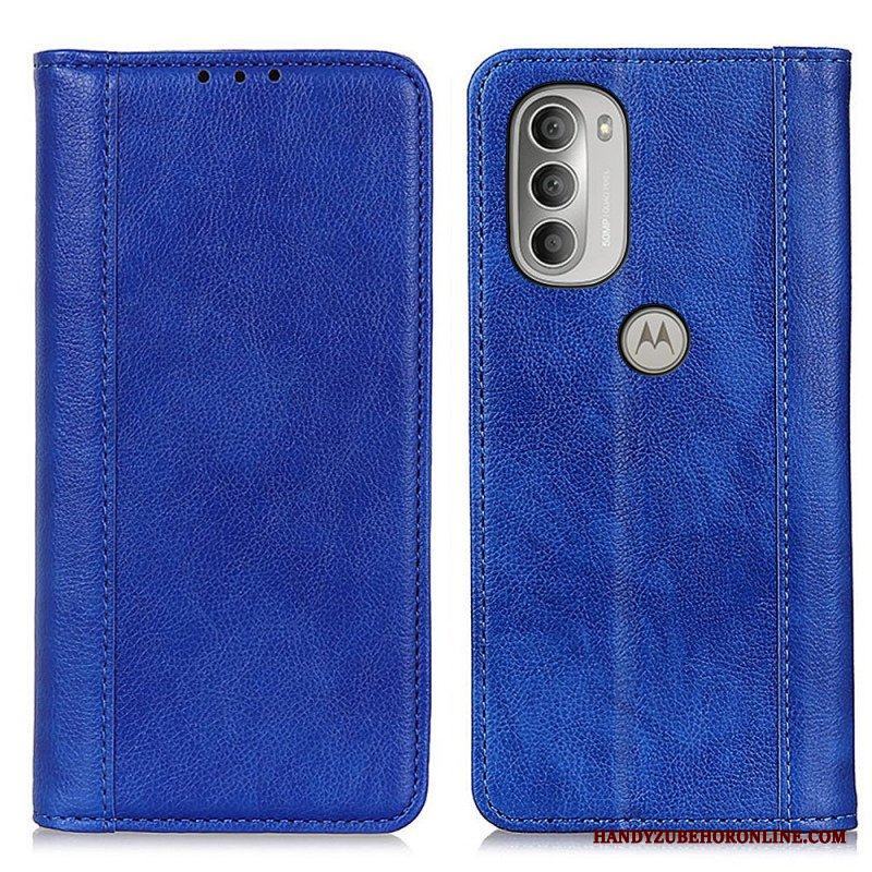 Folio-fodral Moto G51 5G Läderfodral Elegance Split Litchi Läder