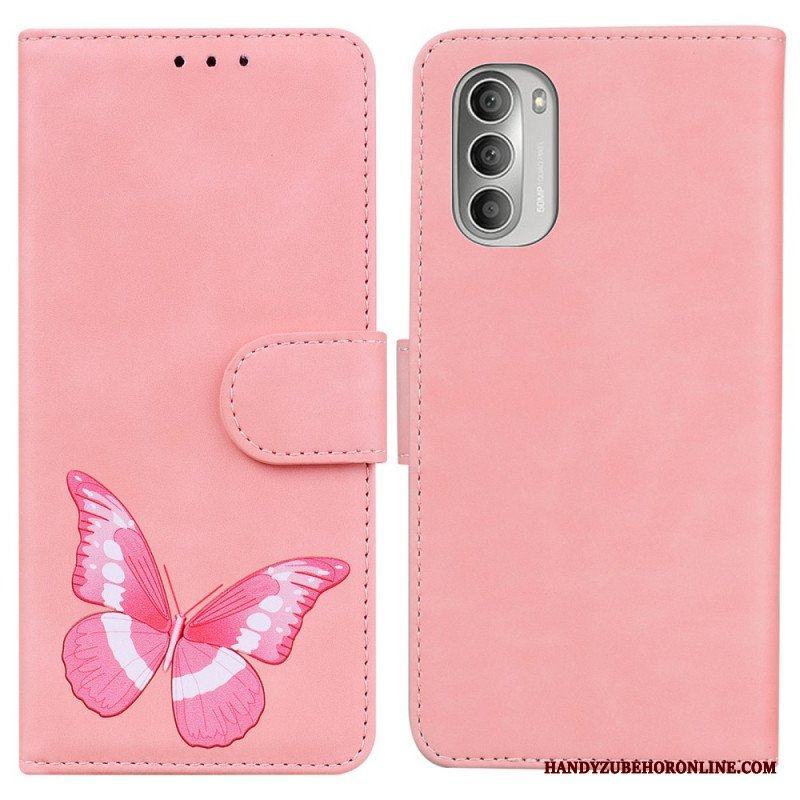 Folio-fodral Moto G51 5G Skin-touch Butterfly