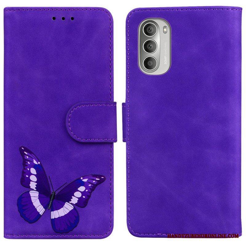 Folio-fodral Moto G51 5G Skin-touch Butterfly