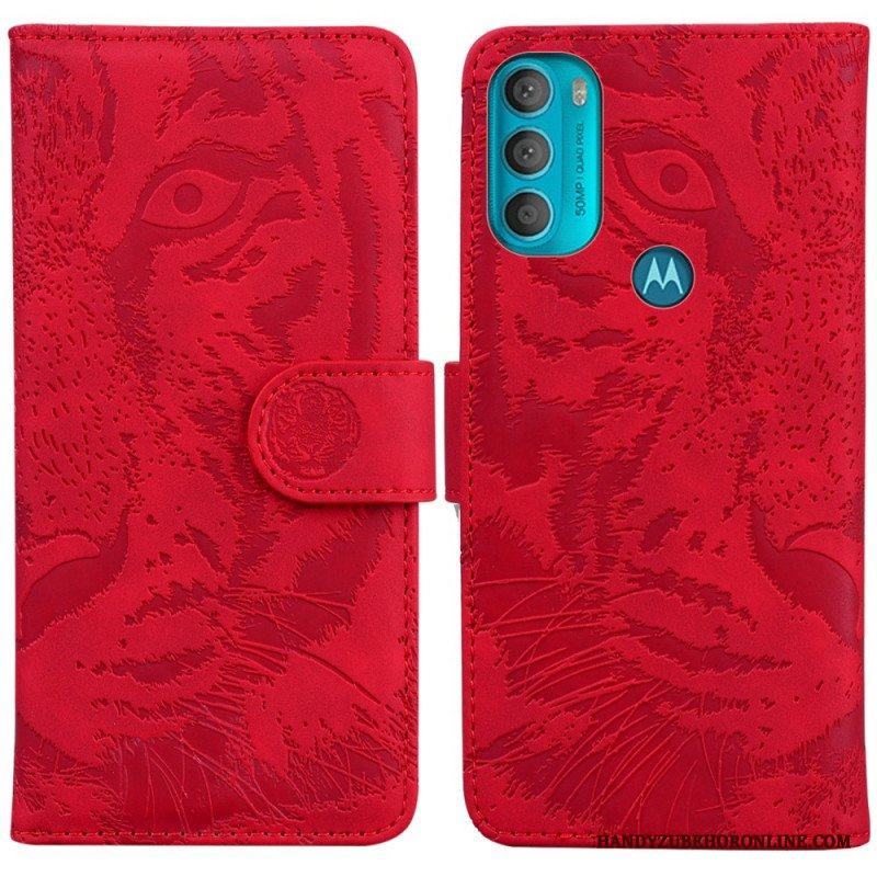 Folio-fodral Moto G71 5G Tiger Face Print