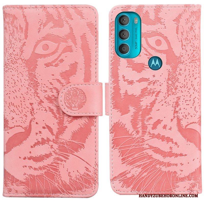 Folio-fodral Moto G71 5G Tiger Face Print