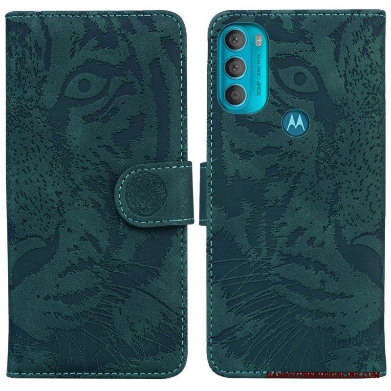 Folio-fodral Moto G71 5G Tiger Face Print