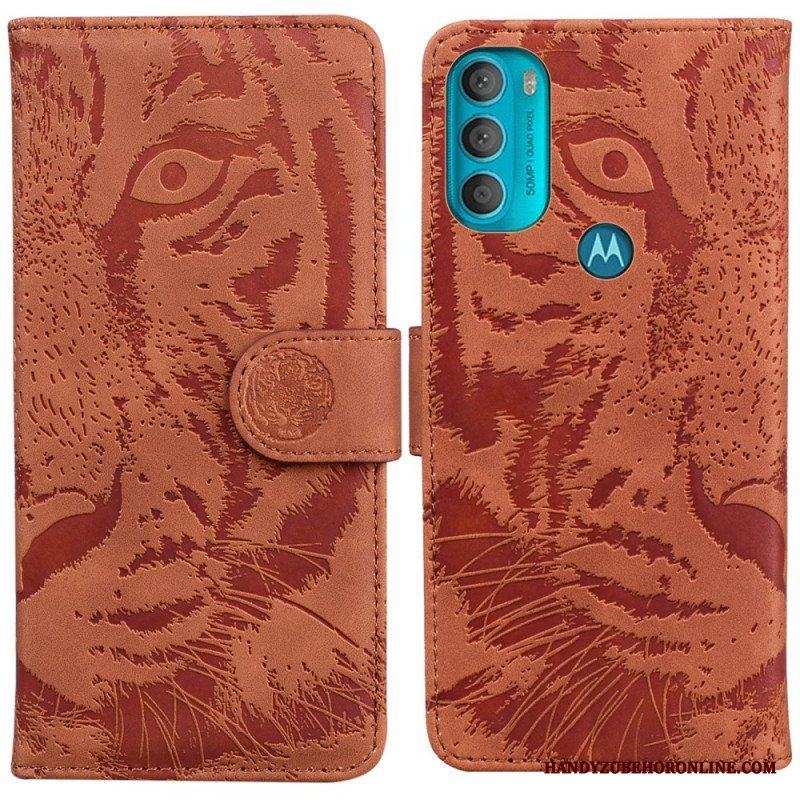 Folio-fodral Moto G71 5G Tiger Face Print